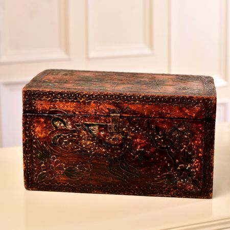 Handmade Brown Finish Wooden Box for Home Decor